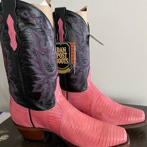 Dan Post Exotic Women’s Pink Teju Lizard Cowboy Boots 7.5M New in box